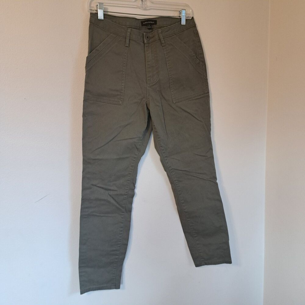 Banana Republic Olive Green Patch Zipper Button Utility Army Pants Size 8